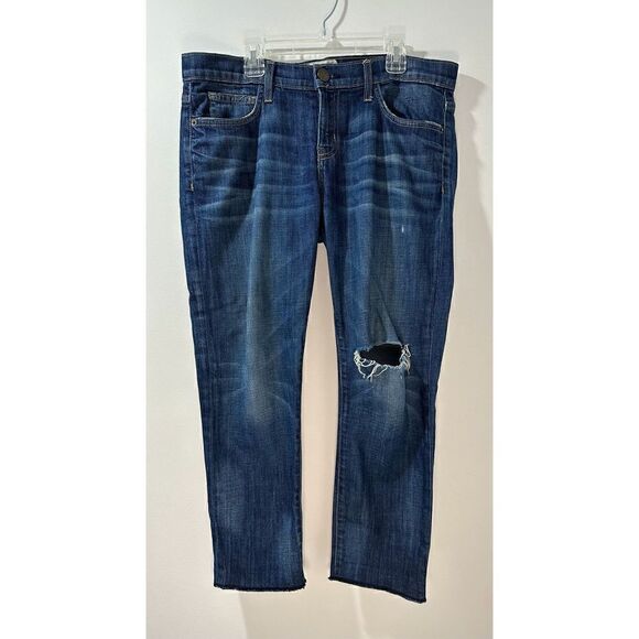 Current/Elliott women’s distressed cropped jeans raw hem size 6/28.   #17-0446 - Picture 1 of 6